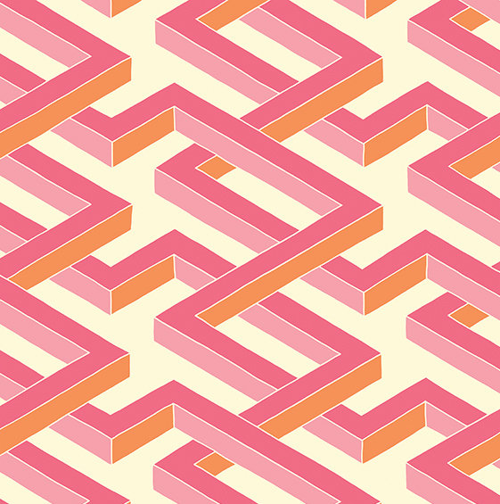 Luxor Geometric Wallpaper Roll, Pink