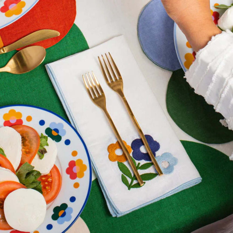 Floral Square Napkins, Blue