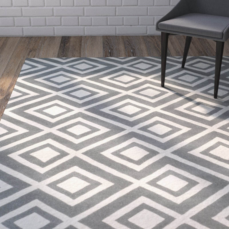 Deedie Hand Tufted Wool Geometric Rug, Rectangle 6' x 9'