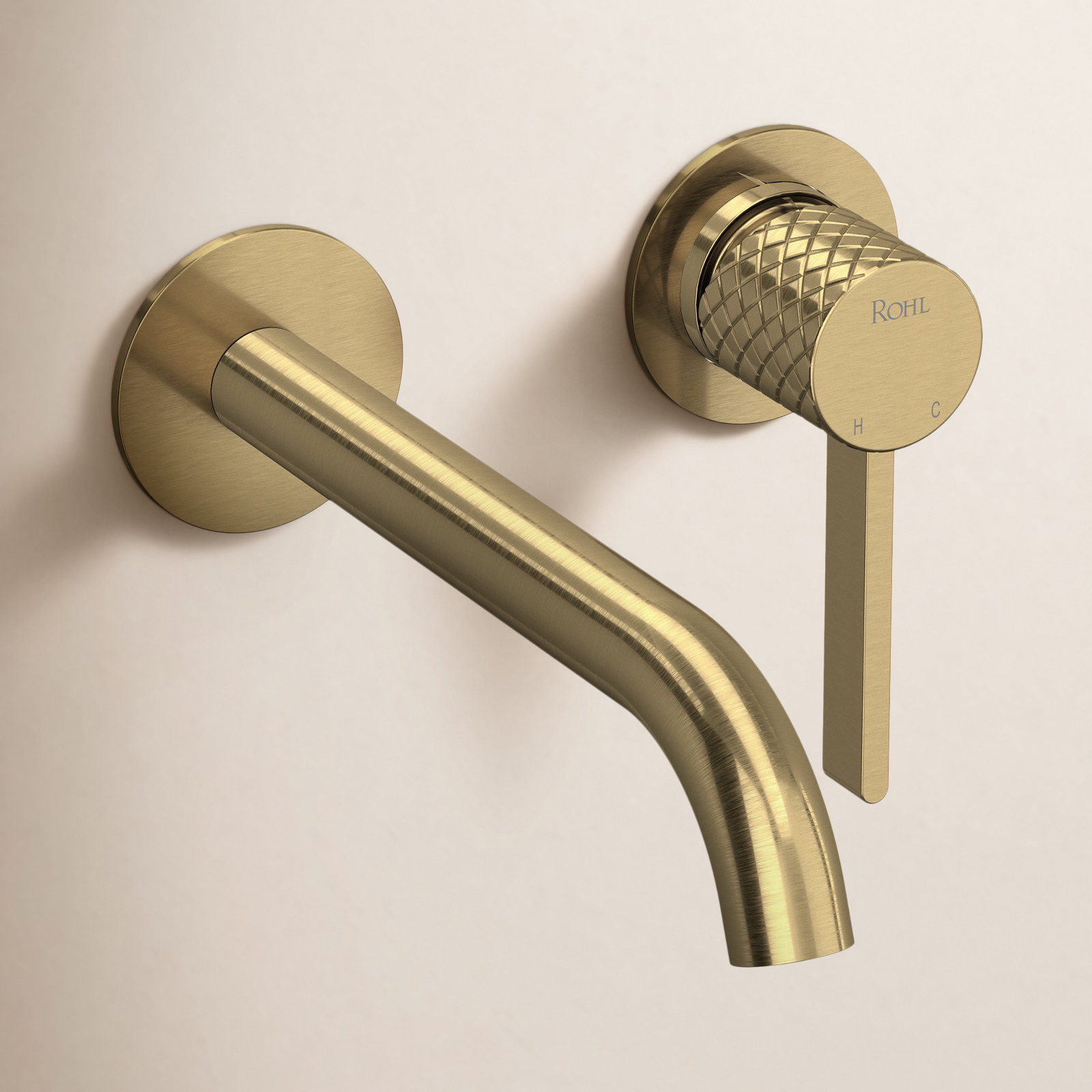 Tenerife Wall Mount Single Handle Lavatory Faucet Trim, Antique Gold