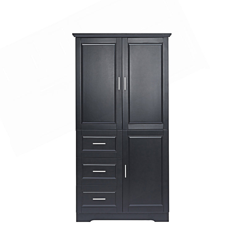 Tall And Wide Storage Cabinet With Doors, Entry Way Cabinet, Accent Cabinet With Adjustable Shelf, Black