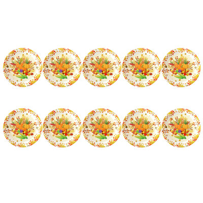 10 Piece Thanksgiving Halloween 9 Inch Turkey Letters Fruit Pumpkin Disposable Paper Plates For Dinner Parties  Convenient And Portable Use