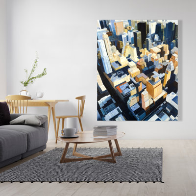 Manhattan View Empire State Building Office Blue Canvas Art
