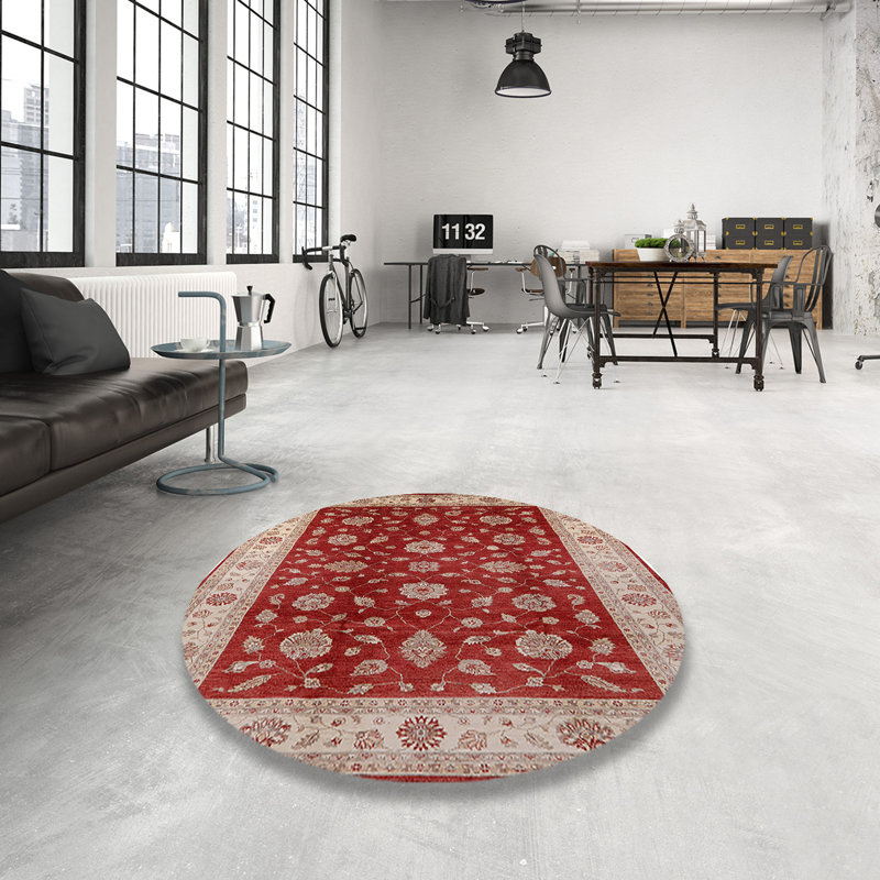 Tapis beige / rouge Swavi, Rond 4 pi