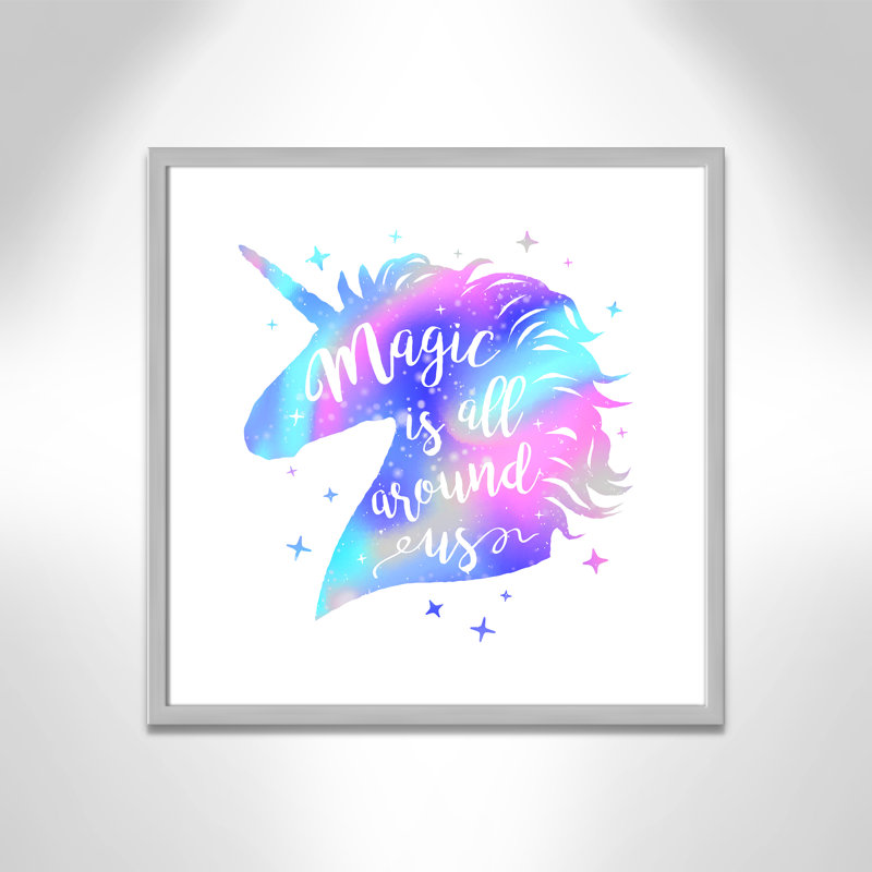 «Magic Is All Around Us», impression sur papier, H 22,5 po x l 22,5 po x P 1,18 po, Encadré de boîte argent