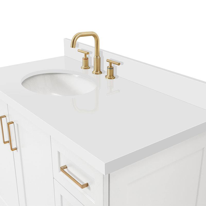 43 IN.  Single Bathroom Vanity, Oval, Left , White