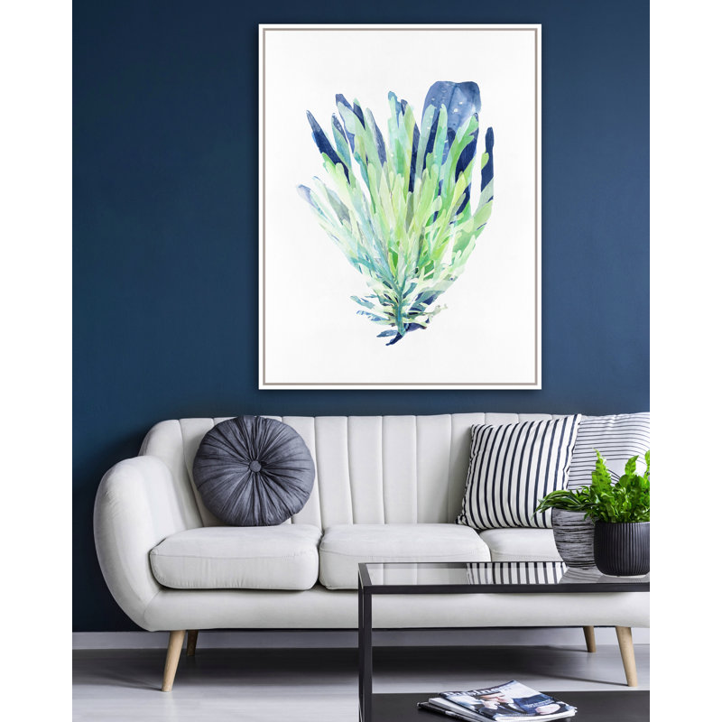 «Sea Grass 2» par Rita Taverni - reproduction sur toile, Cadre flottant blanc, H 31 po x l 24 po