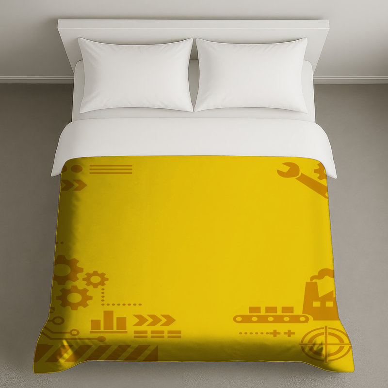 Housses de couette à fond industriel jaune, Queen