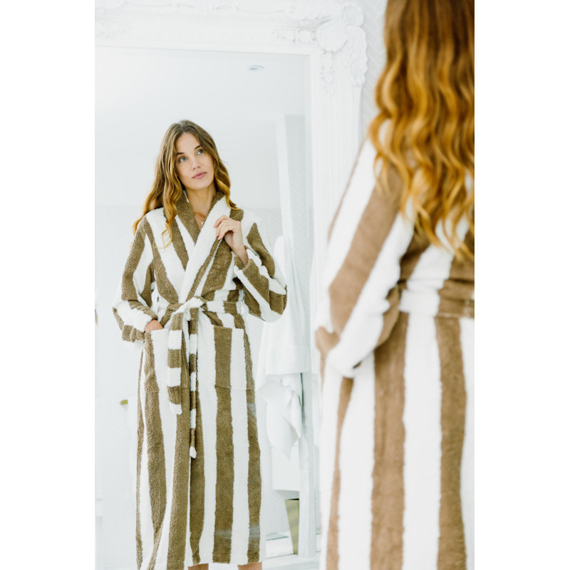 100% Cotton Velour Mid-Calf Bathrobe with Pockets, XXL