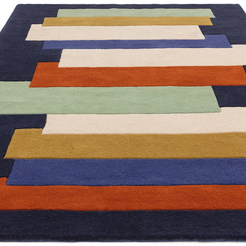 Gina Geometric Wool Hand Tufted Area Rug, Rectangle  120 x 170 cm
