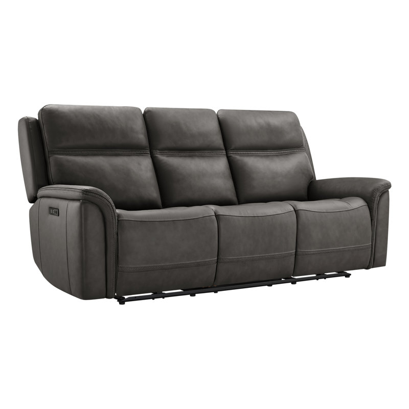 Canapé inclinable électrique en cuir véritable Meit, Cuir véritable gris foncé Impression