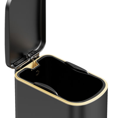 Ksskss 2.6 Gallon Slim Stainless Steel Step On Bathroom Trash Can With Soft-Close Lid,Removable Liner Bucket,Includes 60 Trash Bags,Wastebasket For Narrow Spaces,Toilet,Rv,Bedroom,Home,Office