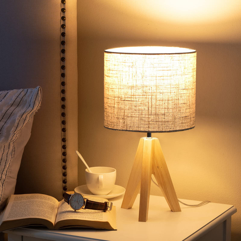 Riverton Wood Tripod Lamp, Beige