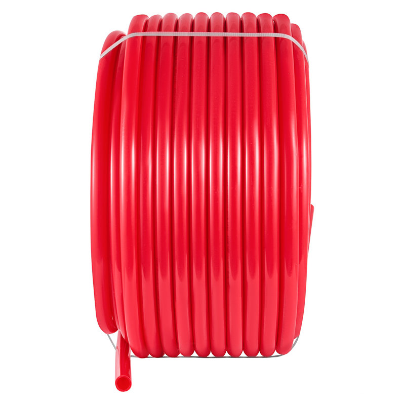 Tuyau PEX-B 5/8 po x 500 pi rouge avec barrière à l'oxygène (O2 EVOH) - Ensemble de tuyau de plancher chauffant radiant durable avec pince et pinces