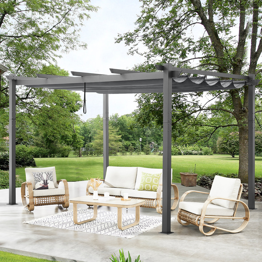 13 Ft. W x 10 Ft. D Aluminum Pergola with Canopy IWICKER
