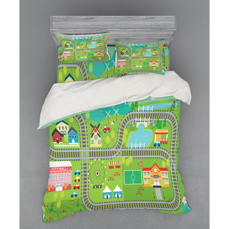 Ensemble de housse de couette en microfibre verte, Housse de couette grand + 3 pièces supplémentair