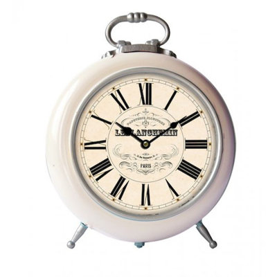 Roman Numeral Metal Mechanical Tabletop Clock in