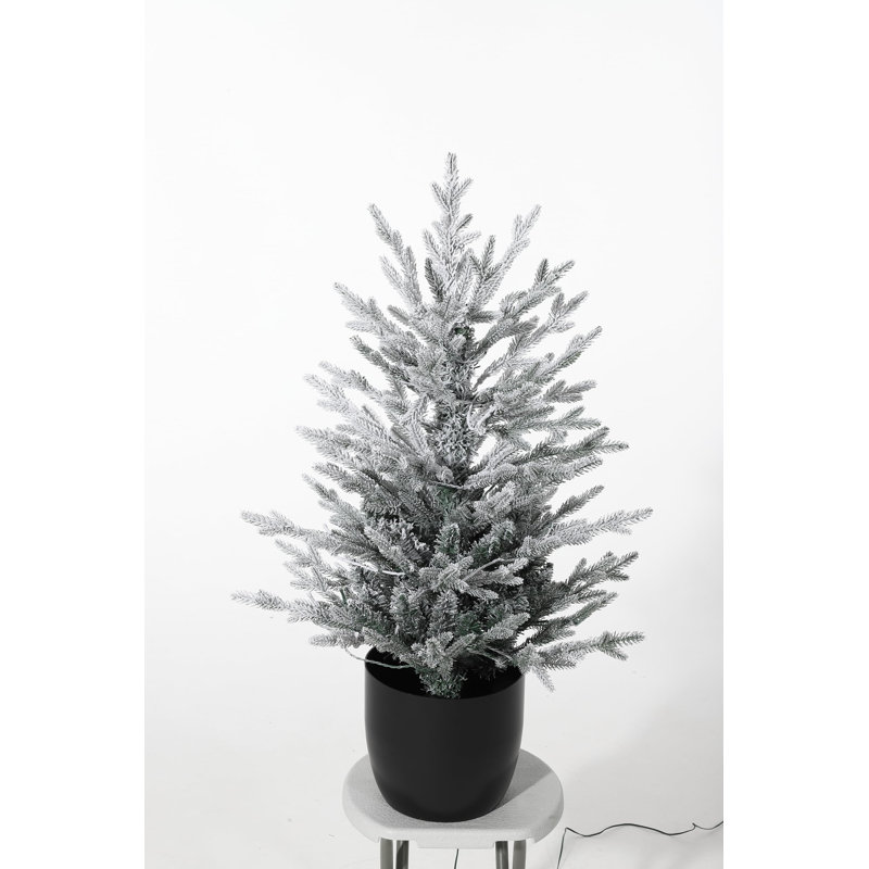 3 Ft Pre-Lit Artificial Christmas Tree with LED Lights – Compact Mini Xmas Tree, Lifelike Branches, Easy Assembly, Holiday Decoration for Home & Office