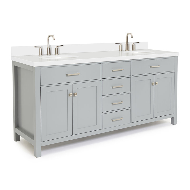 Ensemble de meuble-lavabo double 73 po Macnair, gris