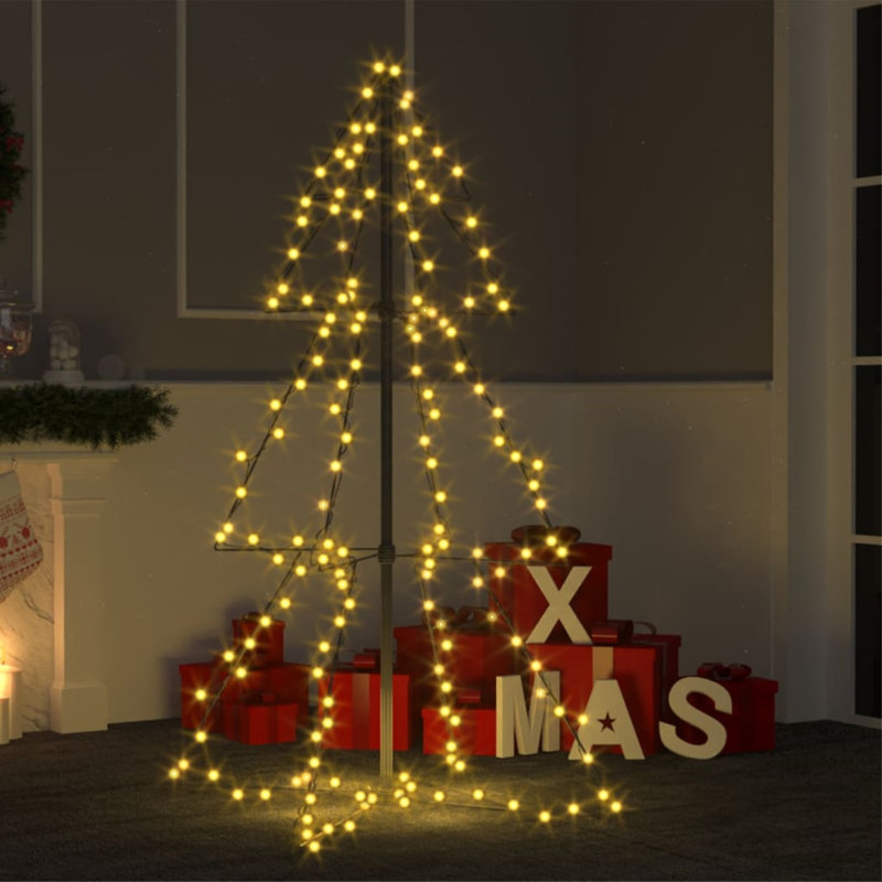 Christmas Cone Tree Artificial Xmas Tree with LEDs Christmas Lighting, Yellow, 4'