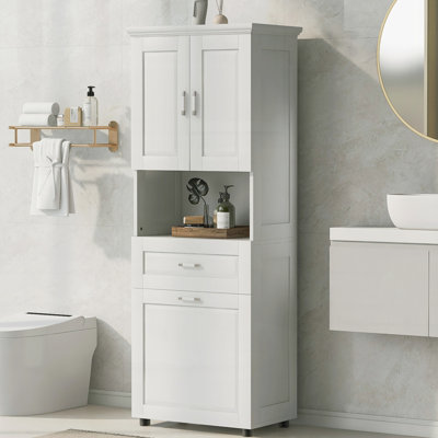 Grande armoire de salle de bain avec panier à linge