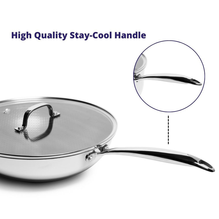LEXI HOME Diamond Tri-ply 5 QT. Stainless Steel Nonstick Wok with