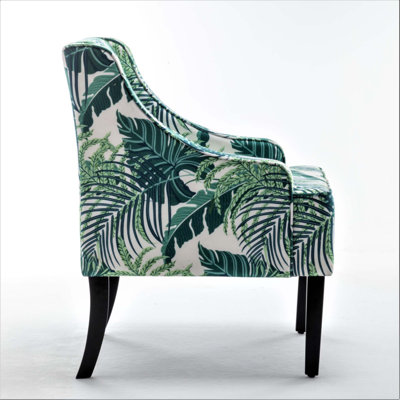 Chaise d'appoint rembourrée polyvalente, structure en bois massif avec accoudoirs encastrés, pieds avant effilés et pieds évasés, chaise d'appoint rembourrée en mousse et à ressorts à arc pour la salle à manger d'entrée