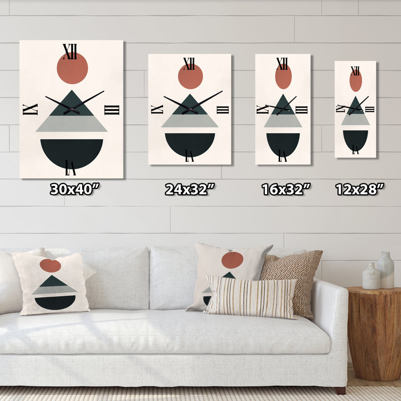 Visionary Retro Moon Geometric Minimalisme VI - Horloges murales transitionnelles, Grand