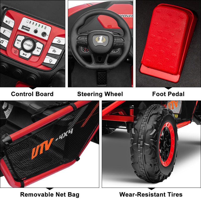24v 10ah Ride On Utv Car For Kids With Remote Control, Red