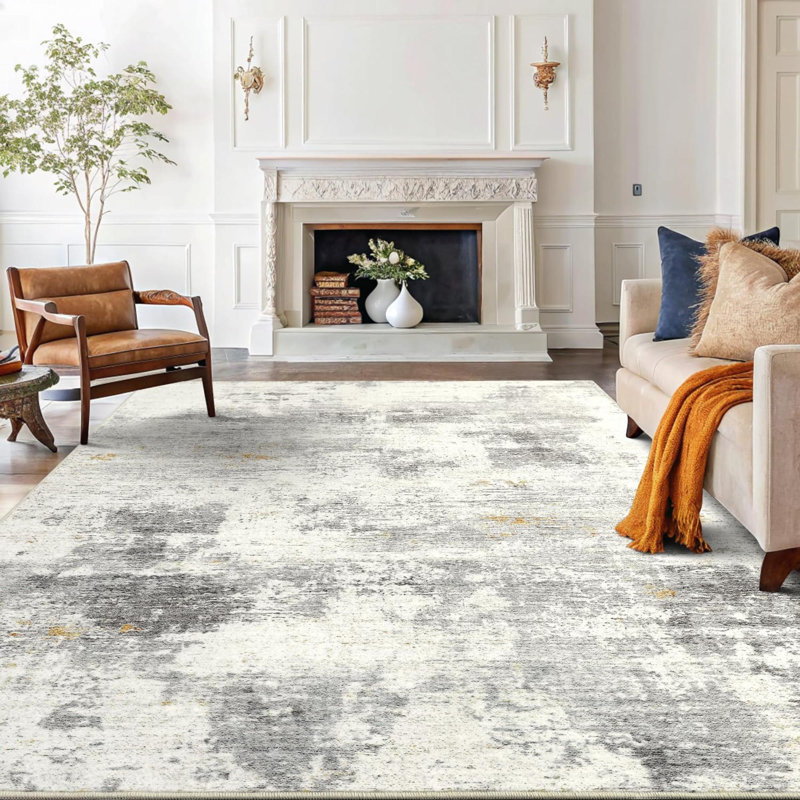 Modern Abstract Area Rugs Living Room, Machine Washable Non-Slip Short Pile Rug, Durable Carpet For Bedroom, Dining Room, Home Office