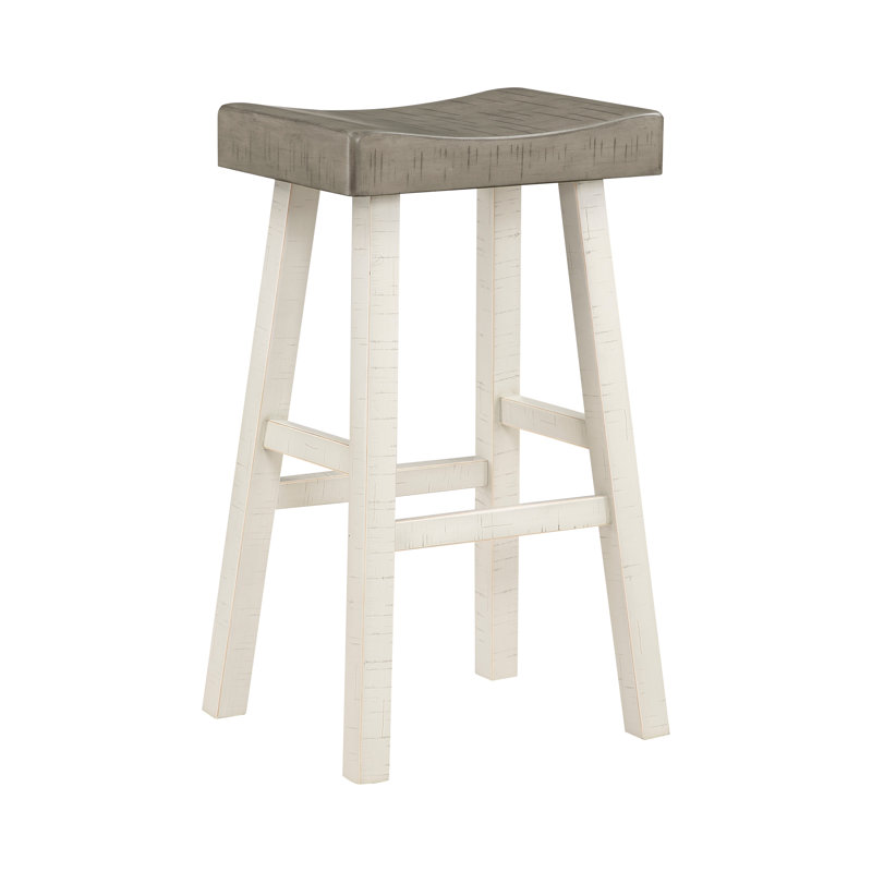 Tabourets de bar transitionnels, meubles en bois d'hévéa massif, blanc et café | Idée de cadeau, 2
