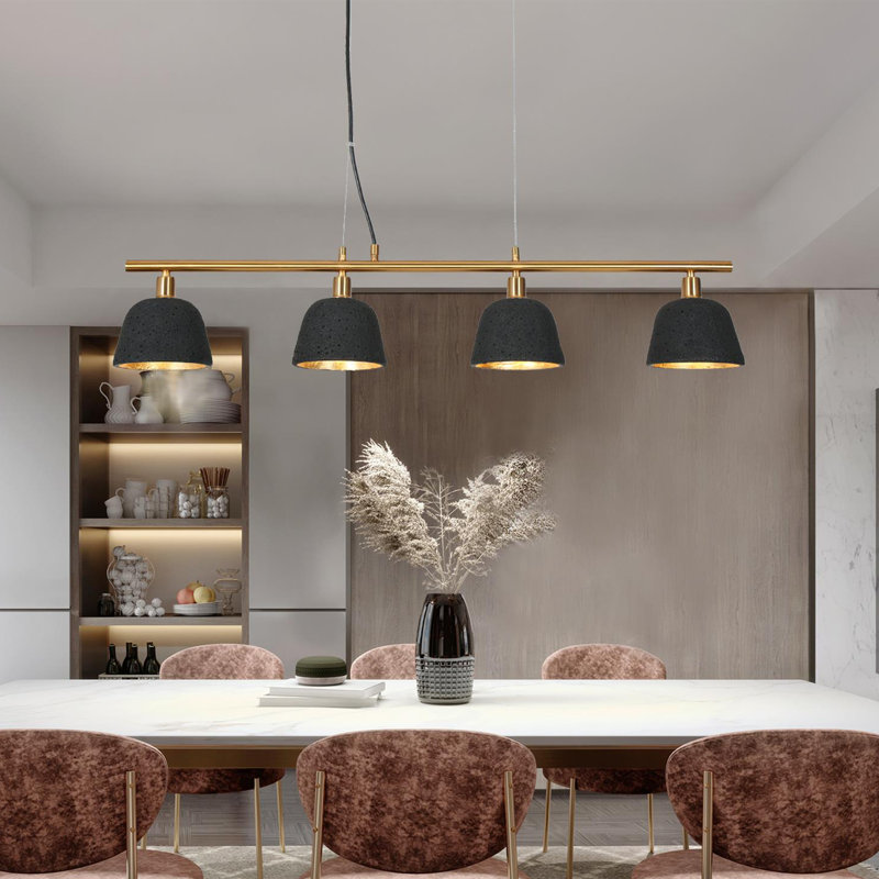 Luminaire suspendu en laiton 4 lumières 4 lumières pour îlot de cuisine (sans ampoules)