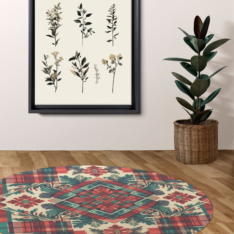Tapis tressé Warm Tartan Designs, Rond 5 pi