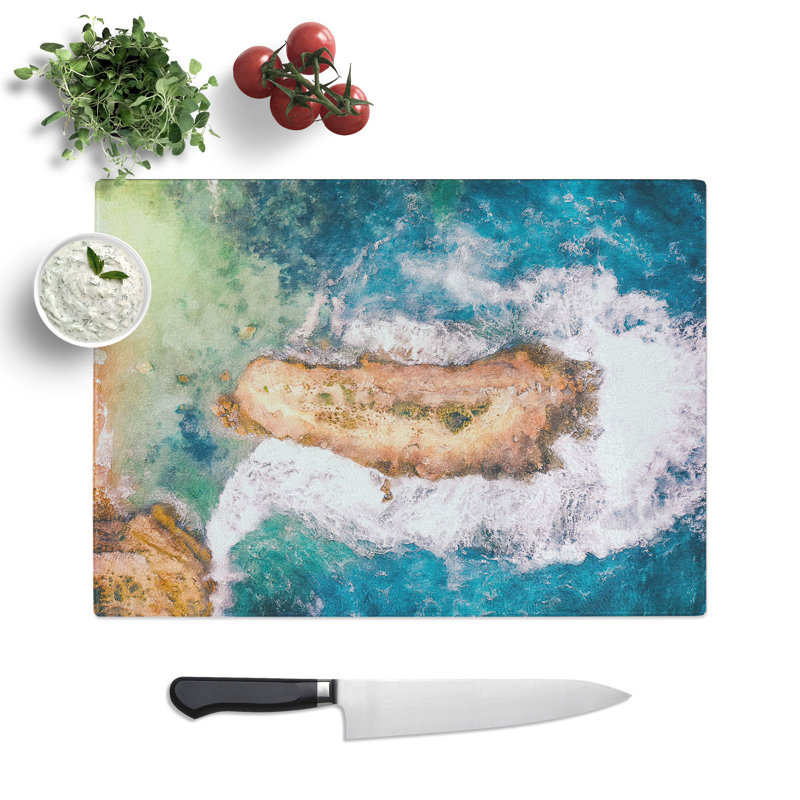Bay of Islands Painting Chopping Board, 0.4cm H x 20cm W x 29cm L