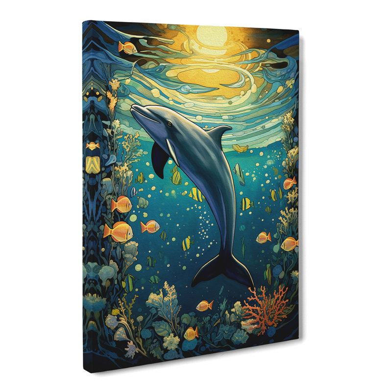 Dolphin Nouveau - Print, 76cm H x 50cm W x 3cm D