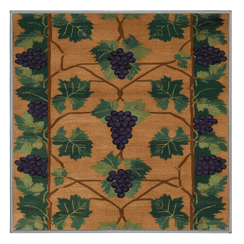 Tapis botanique brun lavable à la machine, Carré 3 pi