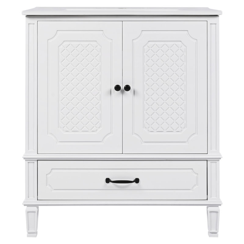 Meuble-lavabo 30 po avec lavabo style rétro, Blanc
