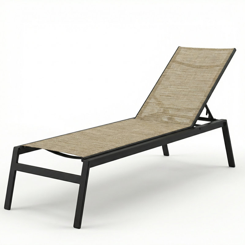 Chaise, Natural Sling/Matte Black