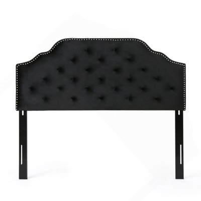 Tufted Upholstered Headboard Queen Size, Solid Wood Head Board With Durable Metal Legs, Adjustable Height Queen Headboard With Nailhead Trim,Fabric Headboard In Modern Button Tuffted Design