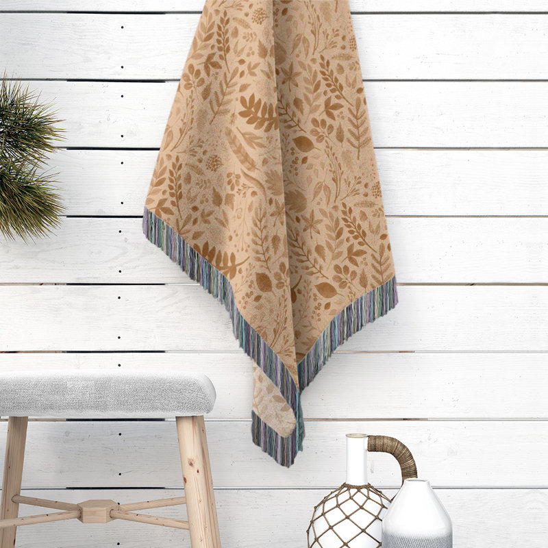 Hand Woven Throw Blanket, 80" W x 60" L, Brown/Beige
