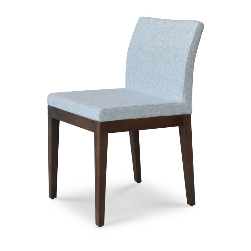Aria Wood Dining Chair, Silver Wool, Wenge