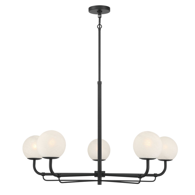 5 LIGHT CHANDELIER, Dark Matte Black