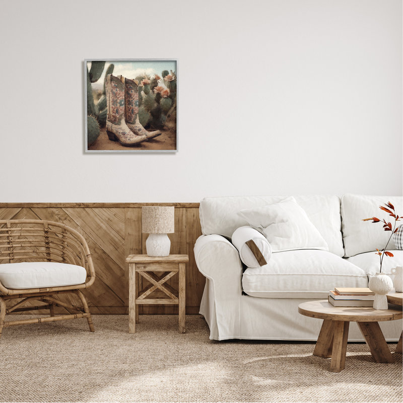 Cowboys et cactus sur bois, impression, H 24 po x l 24 po x P 1,5 po