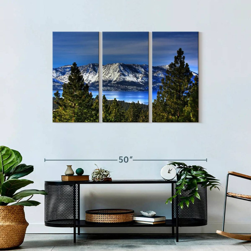 Ensemble de 3 pièces sur toile Lake Tahoe Sierra, H 28 po x l 45 po x P 1,25 po