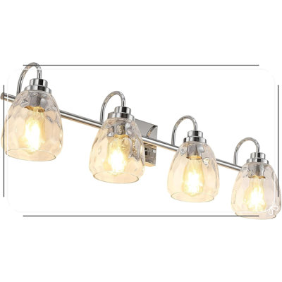 Luminaires de salle de bain, luminaires de salle de bain chromés au-dessus d'un miroir mural