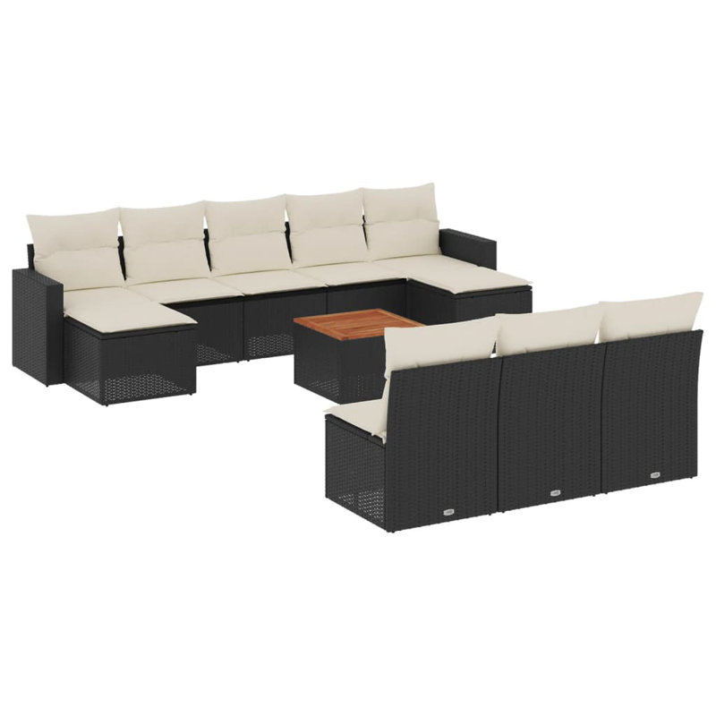 Ensemble de canapé de jardin Vidaxl, Coussin blanc crème / structure noire