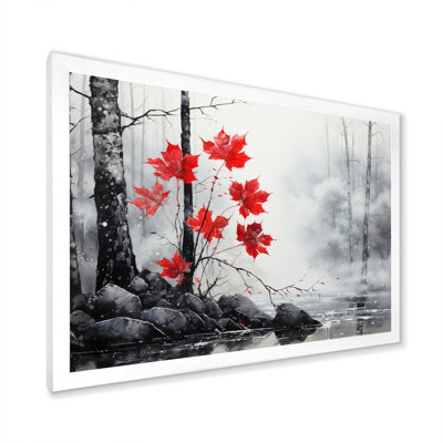 Bianchina, forêt monochrome rouge minimaliste II - forêt, art mural