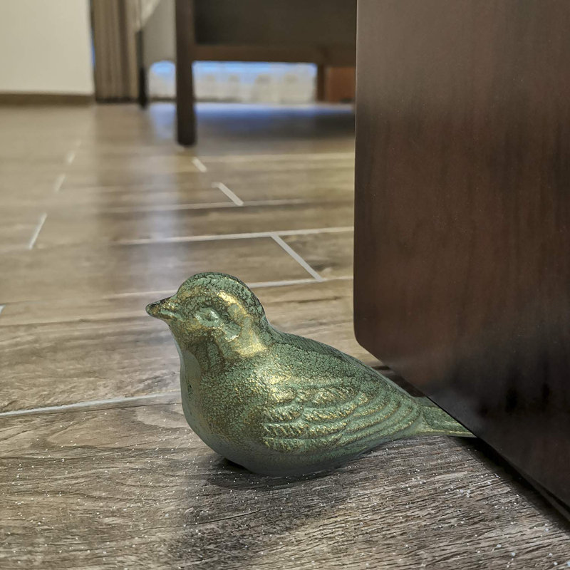 Butoir de porte oiseau en fonte rétro vintage (doré-vert antique)