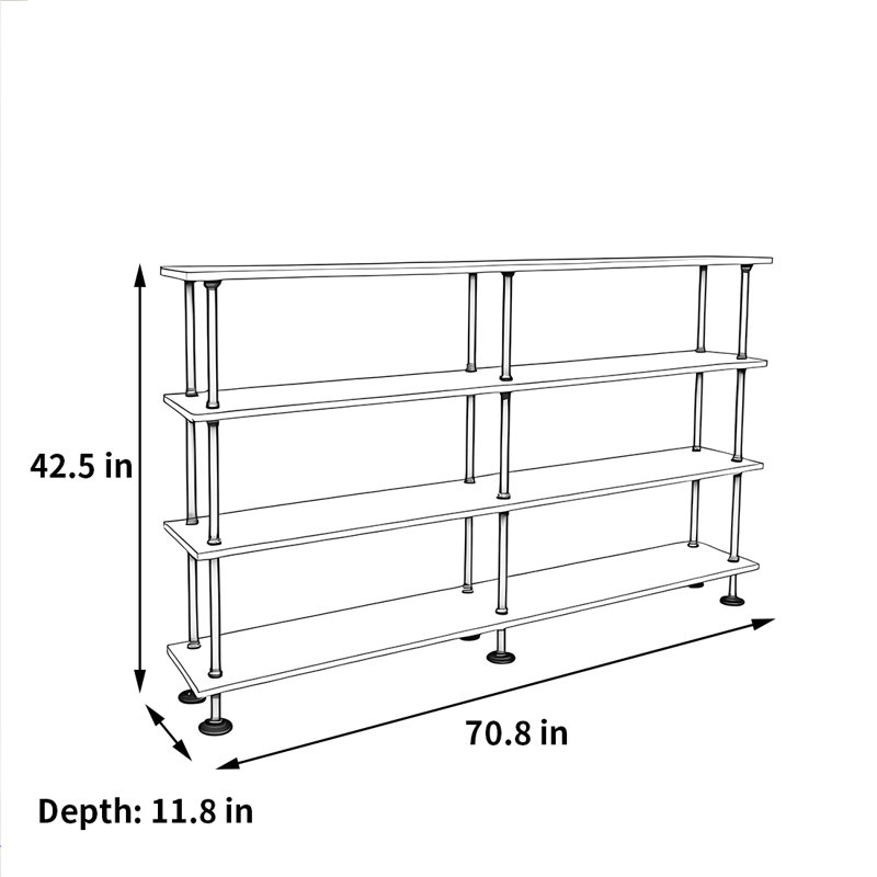 Bibliothèque simple et de haute qualité, (4 tablettes) H 42,5 po x l 70,8 po x P 11,8 po