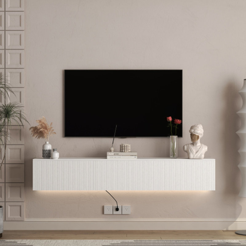 Floating TV Stand Wall Mounted With 16 Color Leds,69" Modern TV Stand, Floating TV Cabinet Entertainment Center For 55 60 65 Inch TV